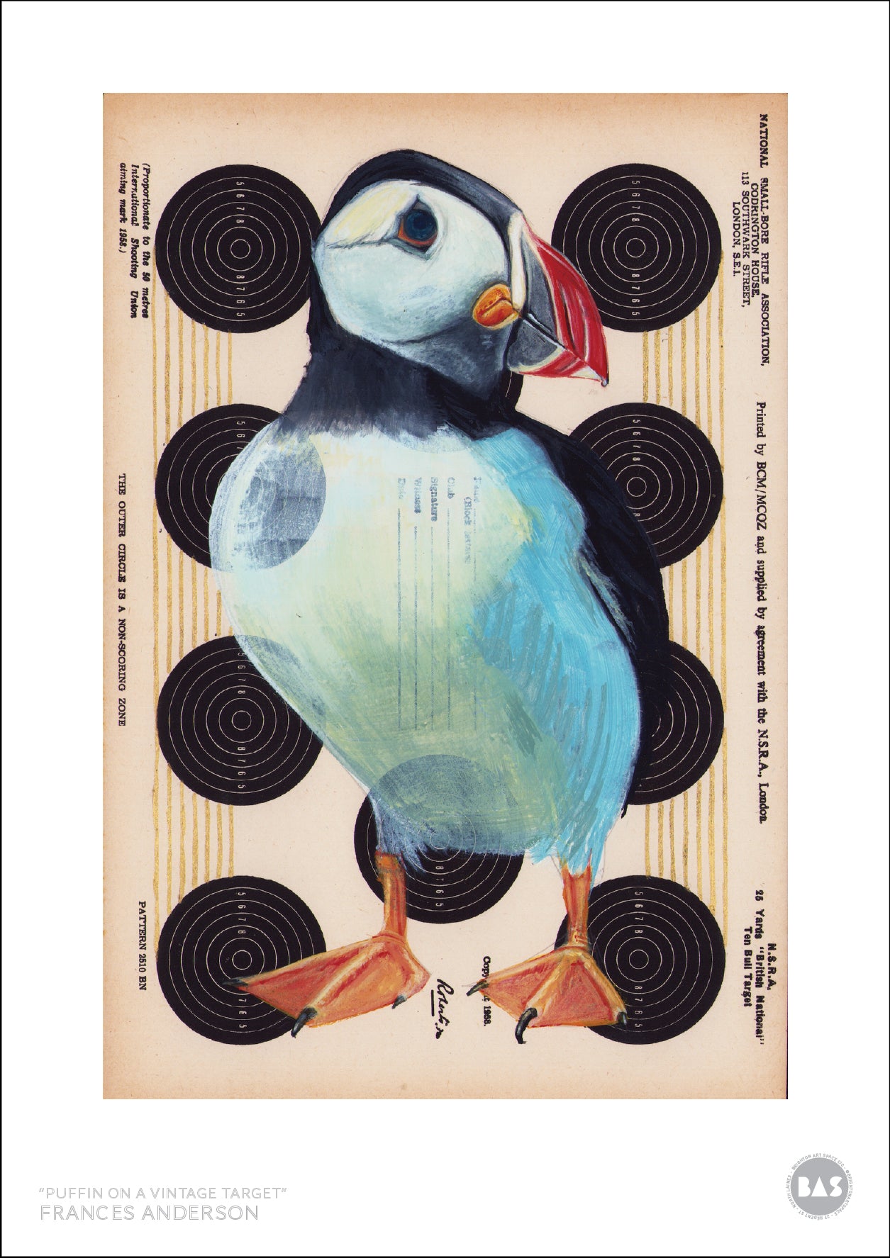 Frances Anderson - 'Puffin on a vintage target'