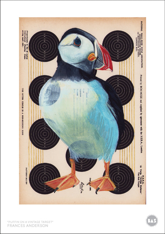 Frances Anderson - 'Puffin on a vintage target'
